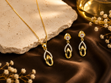NXGOLD Finish Teardrop Pendant Necklace & Earrings Set for Women