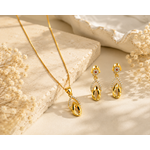 NXGOLD Finish Teardrop Pendant Necklace & Earrings Set for Women