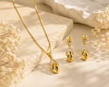 NXGOLD Finish Teardrop Pendant Necklace & Earrings Set for Women