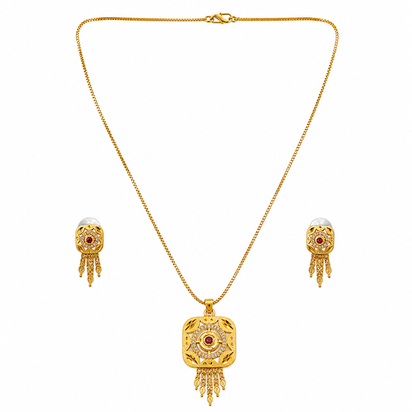 NXGOLD Signature Ruby Elegance Necklace & Earrings Set