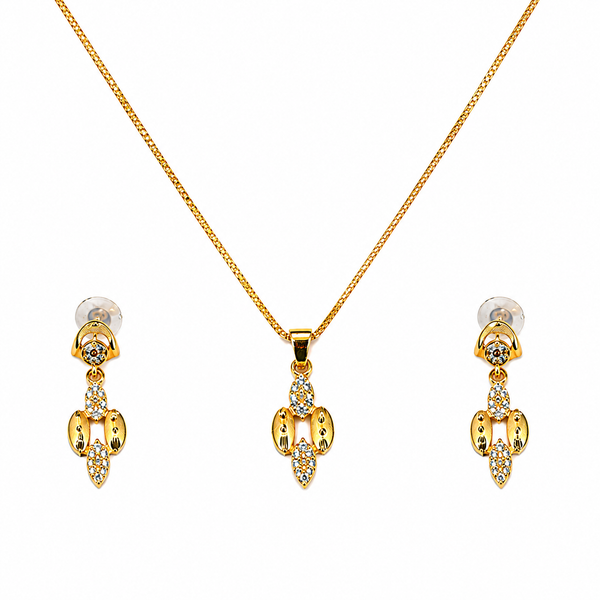 NXGOLD Luxe Crystal Bloom Pendant Necklace & Earrings Set