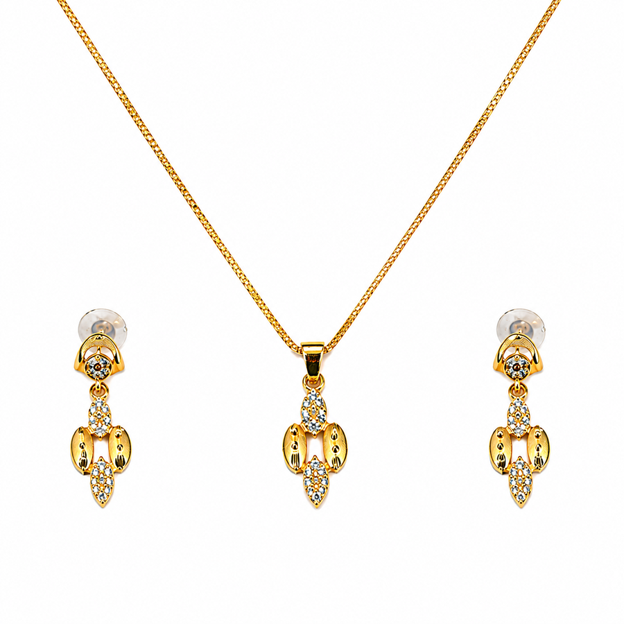 NXGOLD Luxe Crystal Bloom Pendant Necklace & Earrings Set