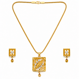 NXGOLD Premium Square Leaf Pendant Necklace & Earrings Set