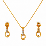 Premium Oval Link Pendant Necklace & Matching Earrings