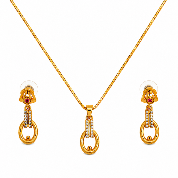 Premium Oval Link Pendant Necklace & Matching Earrings