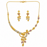 NXGOLD Premium Leaf Vine Crystal Necklace Set for Women
