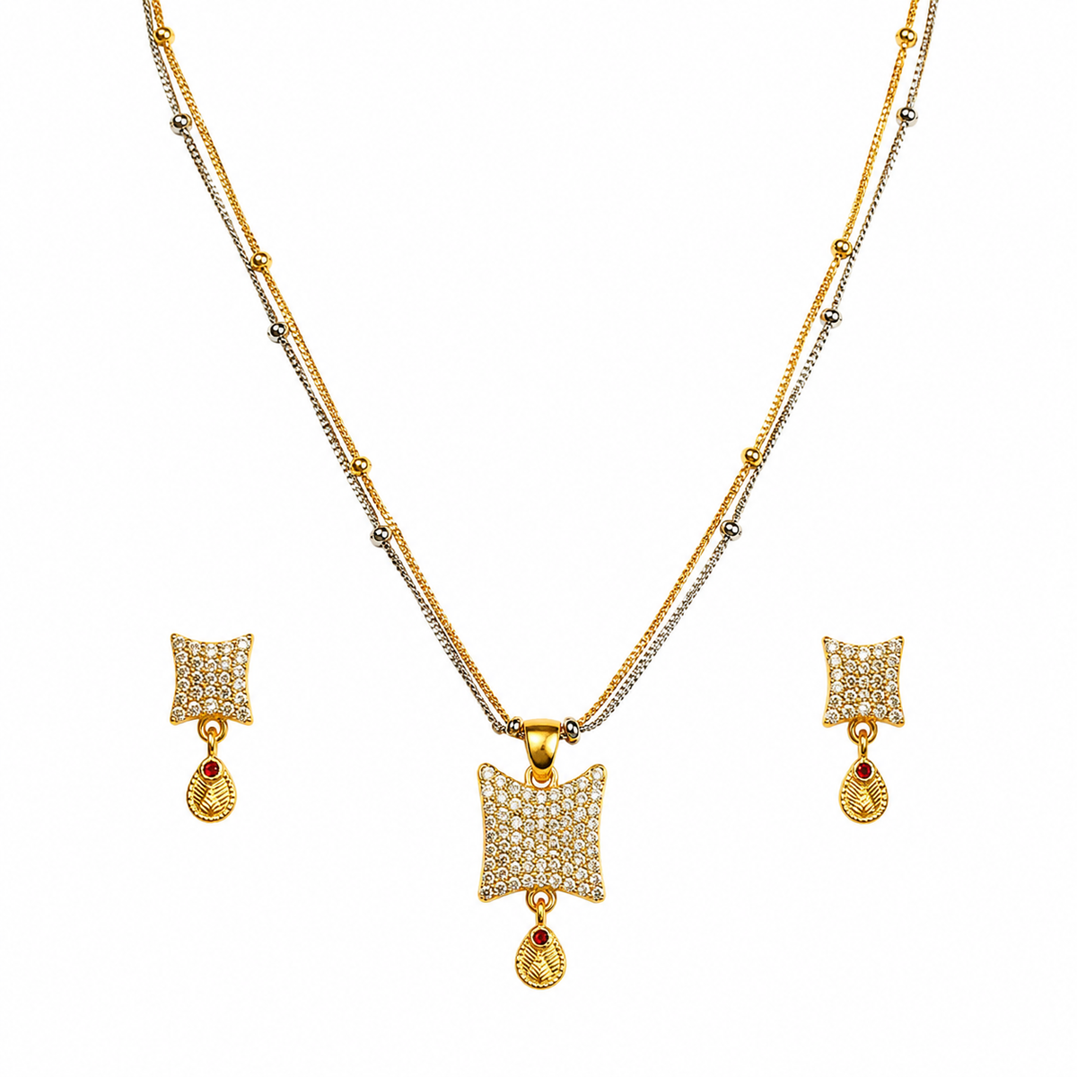 NXGOLD Crystal Veil Pendant & Earrings Set
