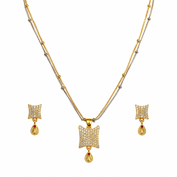 NXGOLD Crystal Veil Pendant & Earrings Set