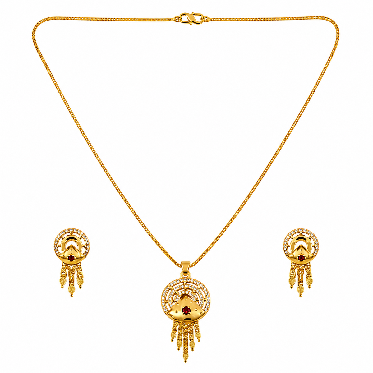 NXGOLD Luxury Gold Finish Crystal Pendant Necklace Set