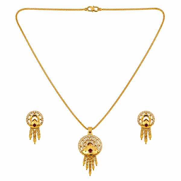 NXGOLD Luxury Gold Finish Crystal Pendant Necklace Set