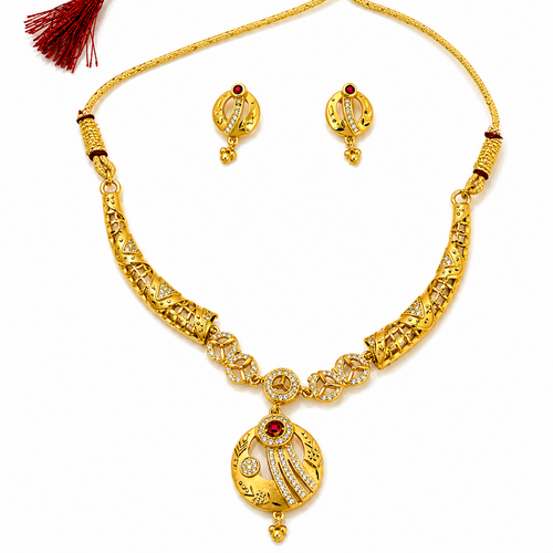 Luxury Royal Spark CZ Statement Necklace Set for Women & Girls
