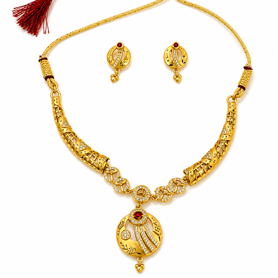 Luxury Royal Spark CZ Statement Necklace Set for Women & Girls