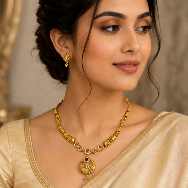 Luxury Royal Spark CZ Statement Necklace Set for Women & Girls