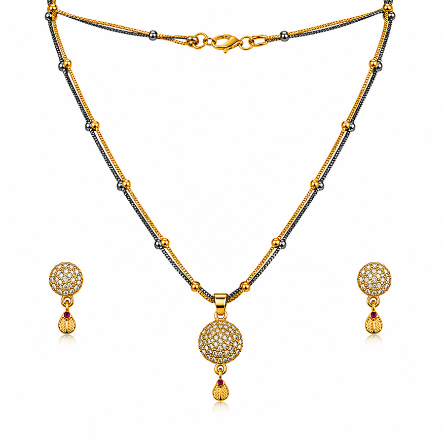 Royal Dazzle CZ Pendant Necklace Set