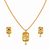Radiant Square CZ Pendant Necklace Set