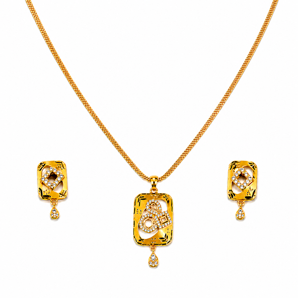Radiant Square CZ Pendant Necklace Set