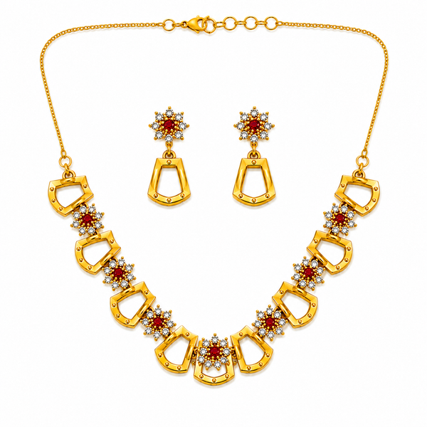 NXGOLD Scarlet Sparkle Gold-Plated Necklace Set