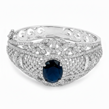 Premium Blue Sapphire Halo CZ Designer Bracelet for Women & Girls