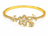Luxury Floral CZ Open Kada Bracelet for Women