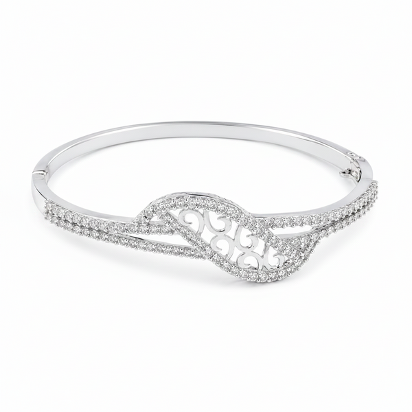 Royal Swirl CZ Stainless Silver Designer Bracelet For Women & Girls