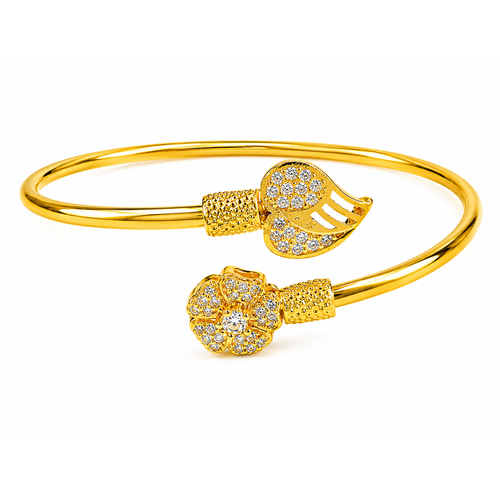 Luxury Bloom CZ Open Cuff Bracelet for Women & Girls