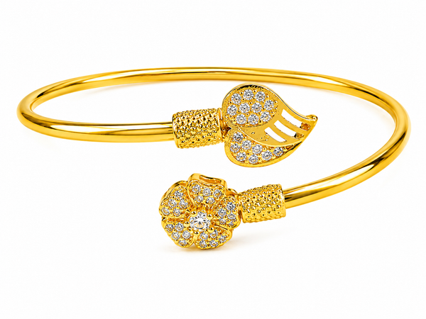 Luxury Bloom CZ Open Cuff Bracelet for Women & Girls
