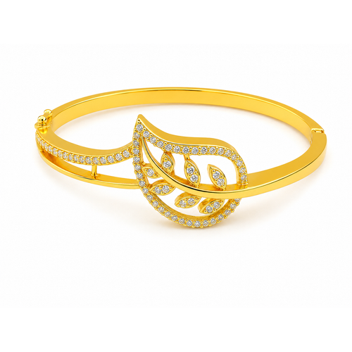 Designer Botanical Leaf CZ Gold Bracelet Women & Girls