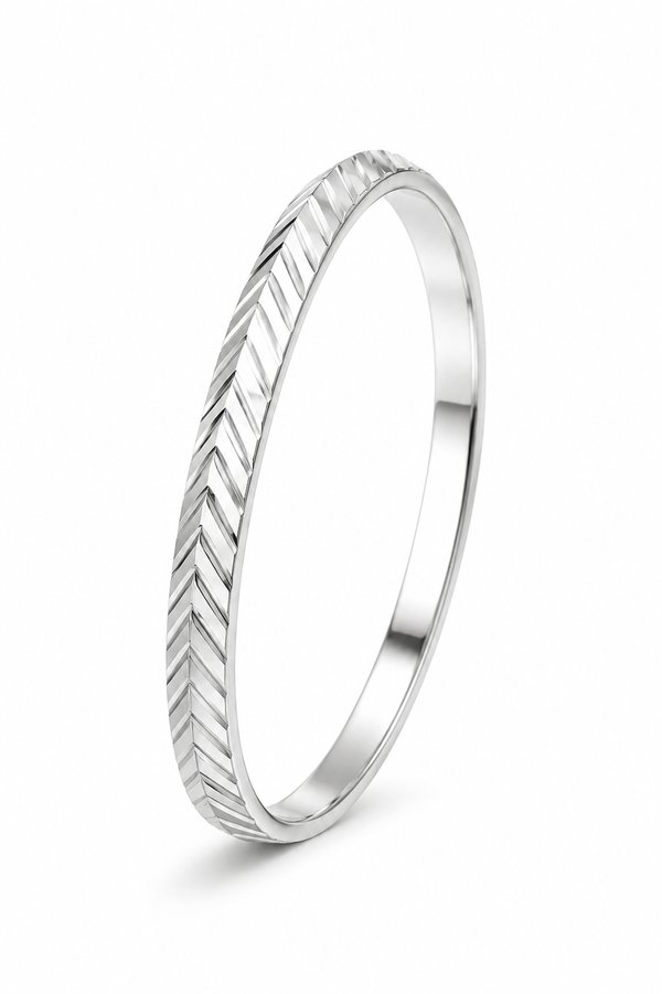 Premium Sterling Silver Chevron Pattern Kada for Men