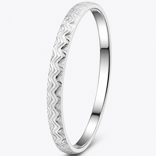 Classic 925 Sterling Silver Chevron Pattern Men's Kada