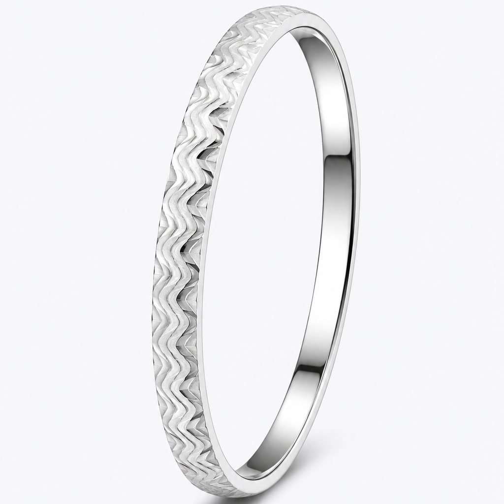 Classic 925 Sterling Silver Chevron Pattern Men's Kada