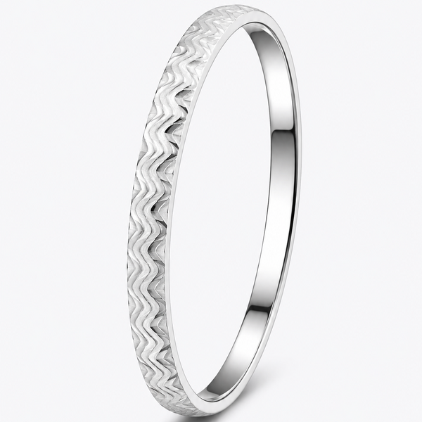 Classic 925 Sterling Silver Chevron Pattern Men's Kada