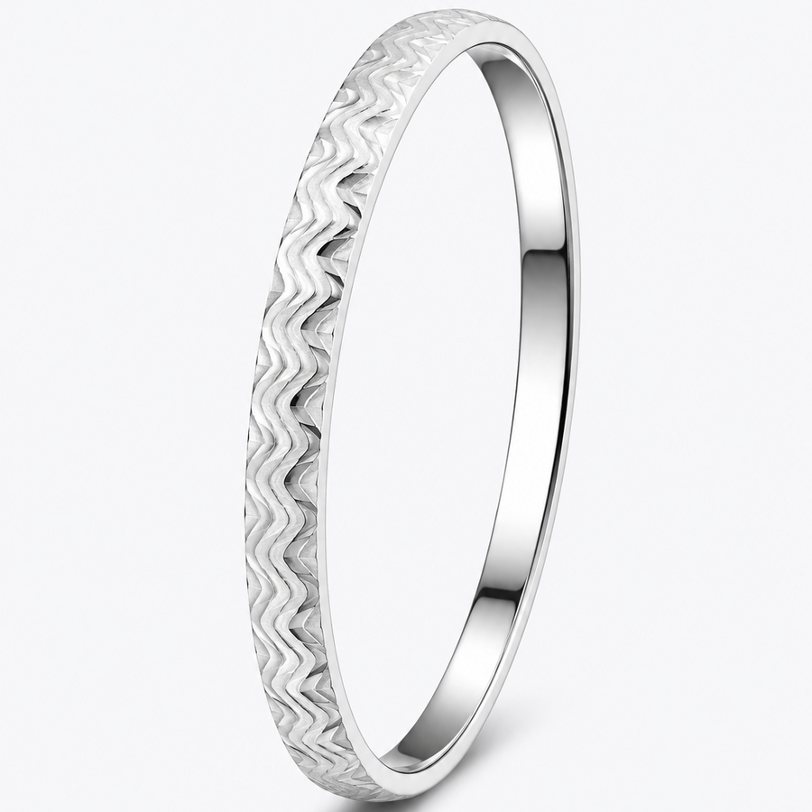 Classic 925 Sterling Silver Chevron Pattern Men's Kada