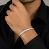 Classic 925 Sterling Silver Chevron Pattern Men's Kada