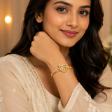 Designer Botanical Leaf CZ Gold Bracelet Women & Girls