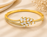 Regal Marquise Crystal Leaf Open Bracelet for Women