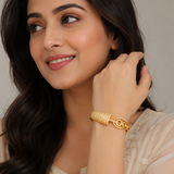 Royal Sparkle Wave Link Open Cuff Bracelet for Women