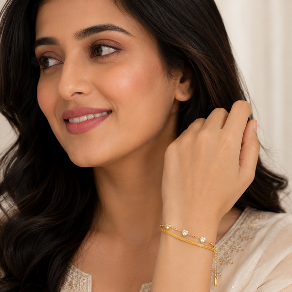 Elegant Dainty Triple Heart Bracelet for Women & Girls