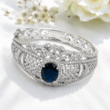 Premium Blue Sapphire Halo CZ Designer Bracelet for Women & Girls