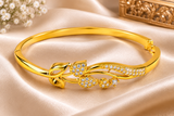 Luxury Floral Leaf CZ Open Bracelet For Women & Girl