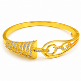 Royal Sparkle Wave Link Open Cuff Bracelet for Women