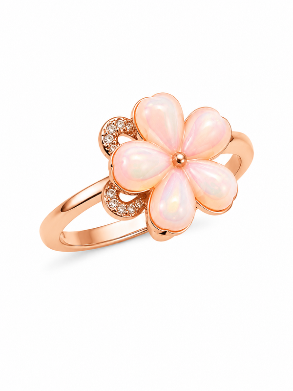 NXGOLD Luxury 360° Rotating Flower Ring with Opal & Cubic Zirconia