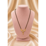 Premium CZ Triangle Pendant Mangalsutra with Black Beads Necklace