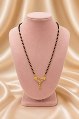 Premium CZ Triangle Pendant Mangalsutra with Black Beads Necklace