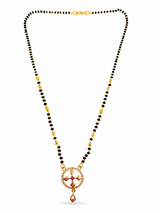 Traditional Black Bead Mangalsutra with Circular Designer Pendant