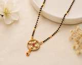 Traditional Black Bead Mangalsutra with Circular Designer Pendant
