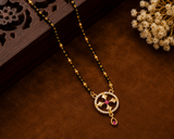 Traditional Black Bead Mangalsutra with Circular Designer Pendant