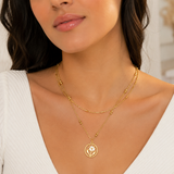 Golden Daisy Flower Layered Necklace for Women