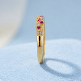 NXGOLD Stylish Band Ring with Alternating Pink & White CZ Stones