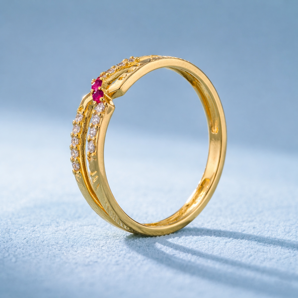 NXGOLD Elegant Women’s Ring with CZ Stone & Dual Band Design
