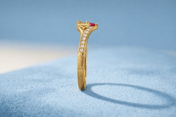 NXGOLD Premium Ring with CZ Stone & Dual Layer Band Style